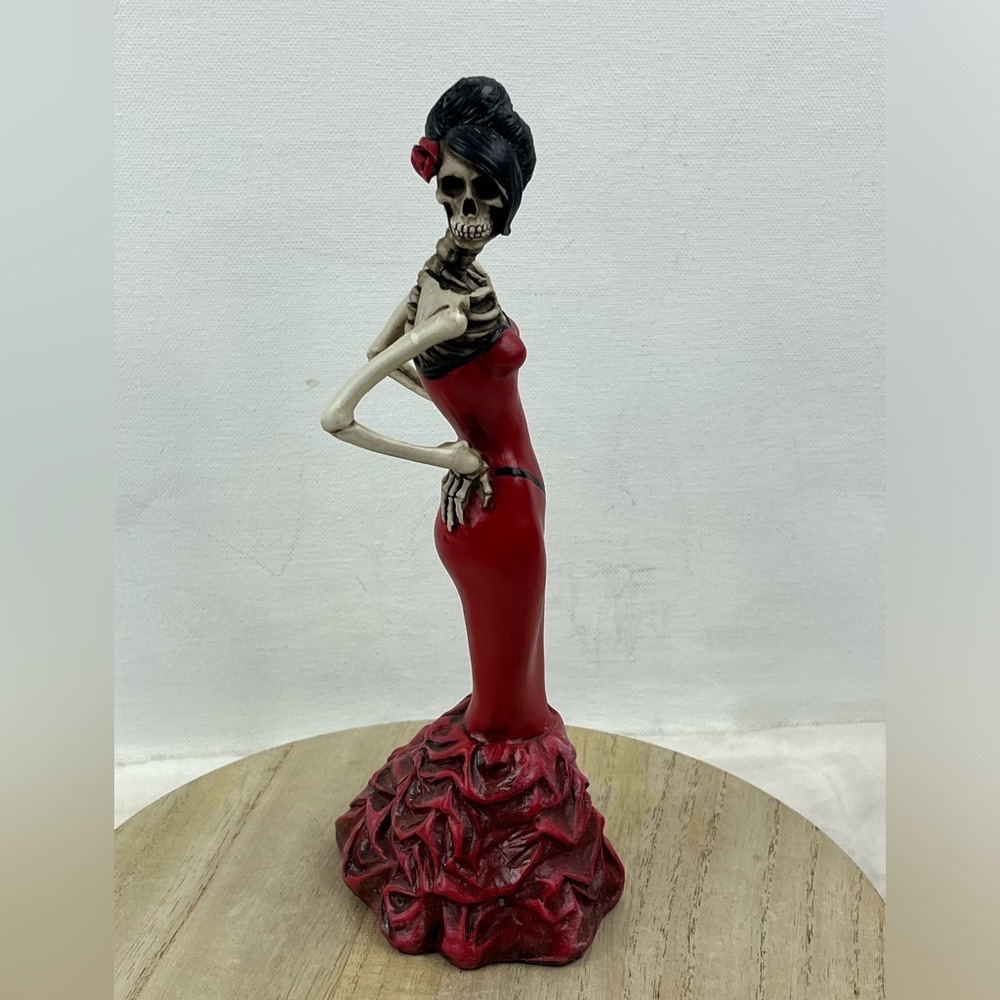 Day Of The Dead Rose Diva Lady In Red Gown Skeleton Statue 8” Summit 2012 Figure
